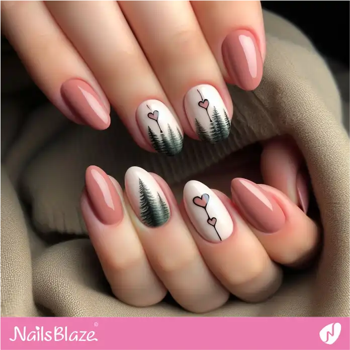 Pine Forest Love Nail Art | Love the Forest Nails - NB2853